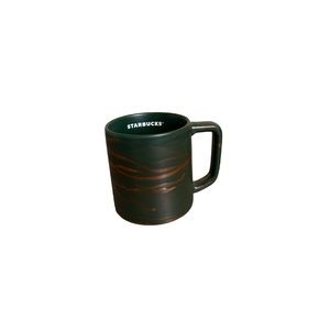 Starbucks 12 oz Dark Green and Pearlescent Copper Swirl Ceramic Mug